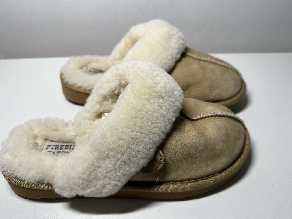 Fireside by Dearfoams Women's Sydney Shearling Fur Indoor/Outdoor Slipper Sz 6.5